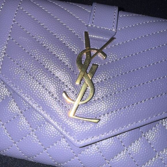 Brand new Yves Saint Laurent Purple leather Women's wallet add chain to make woc - Picture 2 of 9